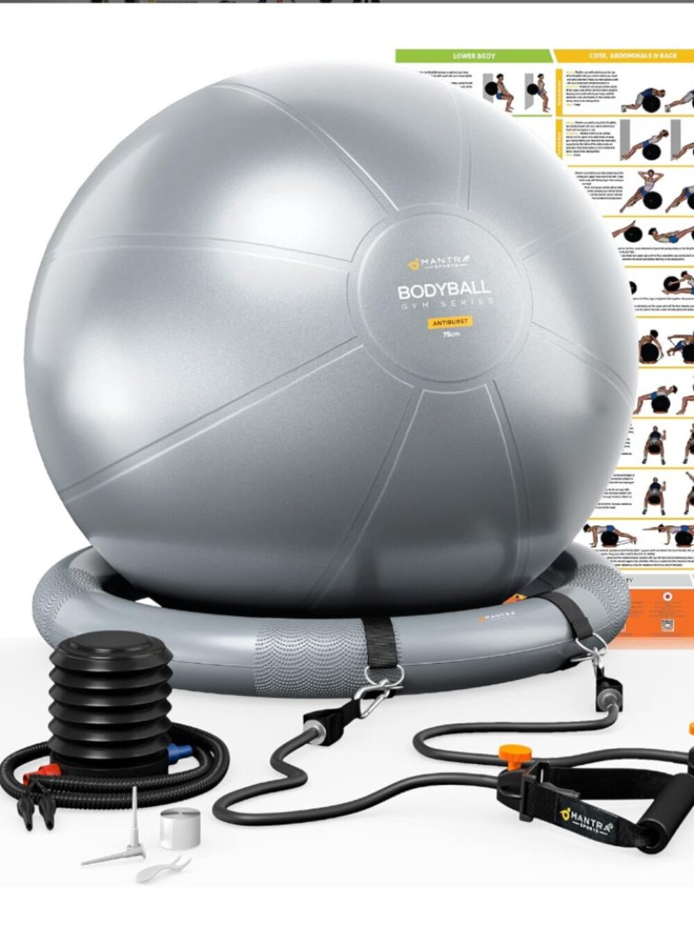 Exercise Ball Chair | Pilates Ball | Birthing Ball for Balance & Yoga